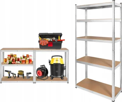 Obrázok produktu pre Kovový regál Rebel 2v1, 5 políc, 205x120x45cm, nosnosť 875kg, garáž