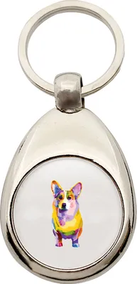 Produktbild von Huuraa Schlüsselanhänger Corgi Colorful Metall Schlüsselring Einkaufswagenchip Geschenkidee