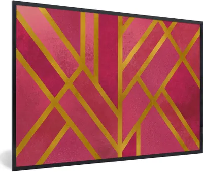 Produktbild von MuchoWow® Gerahmtes Poster Gold - Design - Rosa 90x60 cm - Poster mit Schwarzem Bilderrahmen Wandposter Rahmen Foto Bilder - Fotorahmen - Foto-Plakat