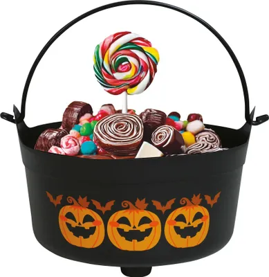 Produktbild von Kürbiseimer aus Kunststoff, Hexenkessel für Halloween-Süßigkeiten