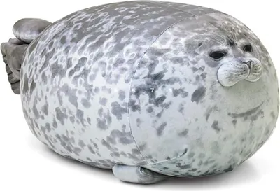 Produktbild von 40 cm molliges Robben-Kissen, süßes Robben-Kuscheltier, Baumwollplüschtierkissen, bequemes, weiches Robben-Umarmungskissen, Rückenkissen, grau