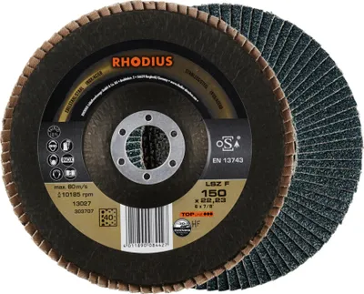 Produktbild von RHODIUS TOPline LSZ F Fächerschleifscheibe 150 x 22,23 mm K40 10 Stk