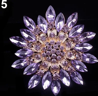 Produktbild von Damen-Brosche, modisch, glänzend, Legierung, Strass, Blume, Hochzeit, Brautstrauß-Lila