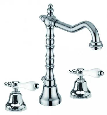 Produktbild von Casa Padrino Luxus Jugendstil Waschbecken Armatur Milano Dreilochbatterie Chrom 1 1/4 Zoll