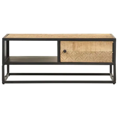 Produktbild von "WINTER SALE"Couchtisch - Wohnzimmer Tisch modern - mit Geschnitzter Tür 90x55x36 cm Raues Mangoholz - Kaffeetisch NEU9543128