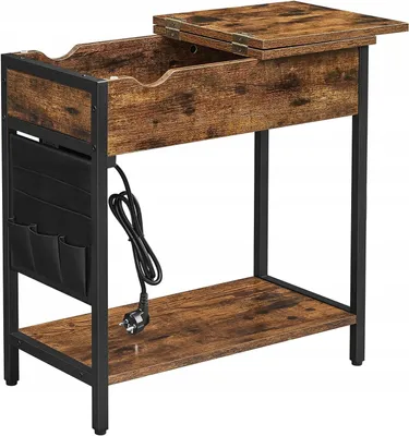 Produktbild von Beistelltisch mit Verlängerungskabel und Ladegeräten TAYLOR 60x31,5 cm, rustikal braun