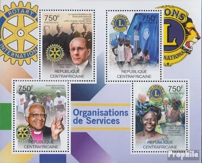 Produktbild von Briefmarken Zentralafrikanische Republik 2012 Mi 3587-3590 Kleinbogen (kompl.Ausg.) postfrisch Rotary und Lions