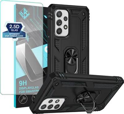 Produktbild von Armor Outdoor Handyhülle für Samsung Galaxy A53 5G Handy Panzer Case Schutzhülle mit 9H Displayglas Displayschutz Farbe: Schwarz