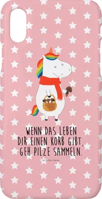 Produktbild von Mr. & Mrs. Panda Iphone 10 Handyhülle Einhorn Pilz - Rot Pastell - Geschenk, Cover, Unicorn, Hülle, Spruch, X, Pilze, Motivation, Handy, Einhörner