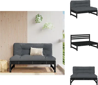 Produktbild von vidaXL Mittelsofa Schwarz 120x80 cm Massivholz Kiefer - Gartensofaelemente