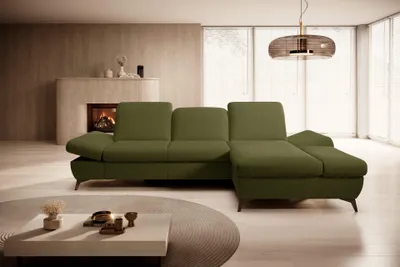 Produktbild von Masseno Ecksofa FELICE R-S mit Schlaffunktion L-Form, Sofa mit Bettkasten, Wohnzimmersofa, Couch, Soffa, Bettsofa, Couchgarnitur- Grün, MATANA 06