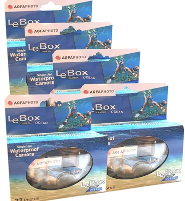 Produktbild von 5x AgfaPhoto Le Box Ocean Einwegkamera (wasserdicht, 400 ASA, 27 Aufnahmen)