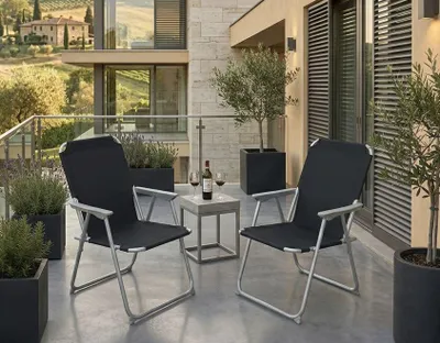 Produktbild von 2er Set Campingstuhl SUNNY SEAT Schwarz faltbarer Klappstuhl Faltstuhl Outdoor Stuhl
