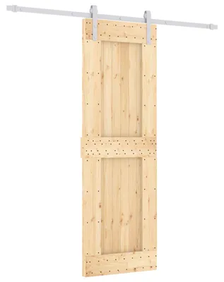 Image de Porte coulissante vidaXL, finition naturelle et blanche, 70 x 210 cm, pin massif