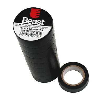 Produktbild von Isolierband 10 m x 19 mm 10 Rollen Schwarz Klebeband Isoband Elektriker Tape Iso Band PVC Kabelisolierung