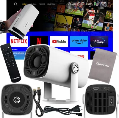 Produktbild von Mini Tragbarer Projektor Smart Tv Android 12 Wifi Bt 250 Ansi + Hdmi, Gehäuse