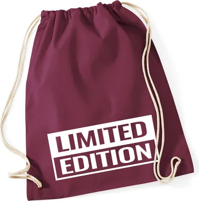 Produktbild von Huuraa Turnbeutel Limited Edition Schriftzug 12 Liter Burgundy Baumwolle Rucksack Geschenkidee