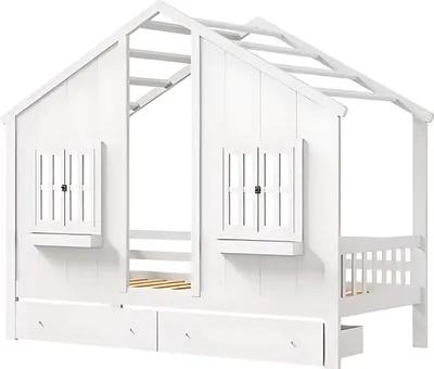 Image de Lit d'enfant Opulence - 90x200cm - Avec 2 tiroirs - Lit d'intérieur - Pour enfants - Lit d'enfant - Avec sommier à lattes - Sans matelas