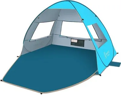 Produktbild von Unyqoos® Pop-up Strandzelt UPF50+ Sonnenschutz für 3–4 Personen, 78,7×55×51,5 inch (Bodenverlängerung 51 inch), Fiberglasgestänge, 4‑seitige Belüftung