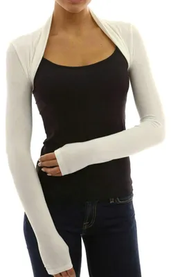 Produktbild von krautwear Damen Bolero Langarm Stola Bolerojacke Hochzeit Festlich Einfarbig schwarz grau rosa navy (creme)