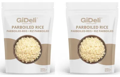 Immagine prodotto di Riso parboiled a chicco lungo, leggero, ricco di nutrienti, fonte di vitamine del gruppo B, vegano, prodotto naturale, marca GiDeli