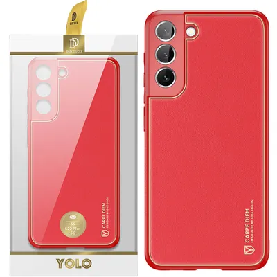Zdjęcie produktu dla Dux Ducis Yolo Eleganckie Etui Pokrowiec Ze Skóry Ekologicznej Samsung Galaxy S22+ (S22 Plus) Czerwony