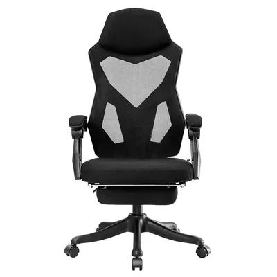 Produktbild von Ergonomischer Bürodrehstuhl, Stuhl mit Kopfstütze und Fußstütze - schwarz