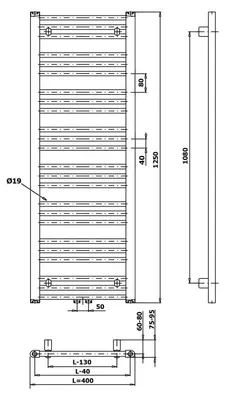 Produktbild von Bruckner ALBRECHT Badheizkörper 400x1250 mm, Mittelanschluss, schwarz matt