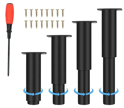 Zdjęcie produktu dla Nóżki do mebli - Regulowane 13-24 cm - Metalowe - 4 szt. - Czarne