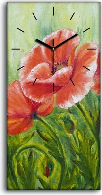 Produktbild von Wandbild Leinwand Bilder Wanduhr 30x60 Gemälde Blumen Pflanzen Mohnblumen - schwarze Hände