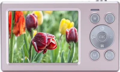 Productafbeelding van Digitale camera, 1080P, 48 megapixels, automatische scherpstelling, compact, eenvoudig in gebruik, 16x zoom, beeldstabilisatie, draagbaar, klein, met 7,1 cm (2,8 inch) IPS-hoofdscherm, geschikt voor reizen, roze