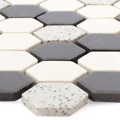Produktbild von Keramik Mosaikfliesen Monforte Hexagon Schwarz Grau
