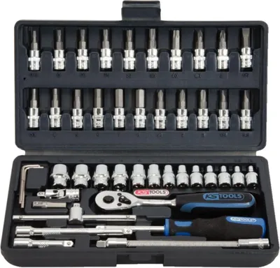 Produktbild von KS Tools 918.0646, Steckschlüssel-Satz, 1/4", 46 Kopf/Köpfe, Chrom-Vanadium-Stahl, 1,1 kg