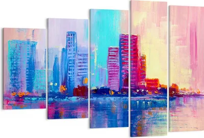Produktbild von Bild auf Leinwand - Leinwandbild - Stadt Haus Straße - 150x100cm - Wand Bild - Wanddeko - Leinwanddruck - Bilder - Kunstdruck - Wanddekoration - Leinwand bilder - Wandkunst - EG150x100-4023