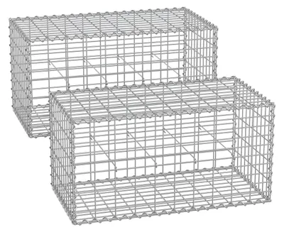 Immagine prodotto di Set di cesti gabion in acciaio zincato, colore argento, dimensioni 100 x 50 x 50 cm