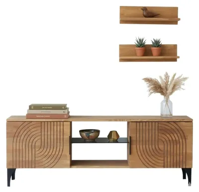 Produktbild von Neviano - TV-Schrank, 150x30x40h cm, Eiche Braun, ein Regal