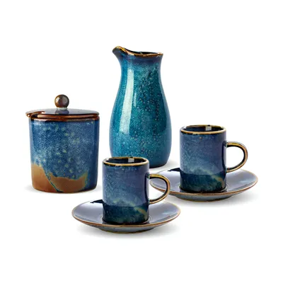 Produktbild von VERLO Klassisches Kaffeeset DEEP BLUE – Elegantes Porzellanservice für Kaffee und Espresso, stilvolles Geschirrset in Dunkelblau