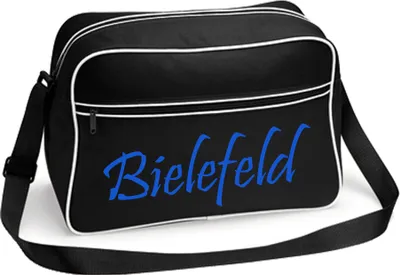 Produktbild von multifanshop Retrotasche - Bielefeld - Schriftzug, schwarz/weiß, Größe one size