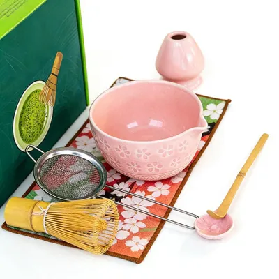 Matcha-Set 7-teilig mit Bambusbesen & Keramikschale