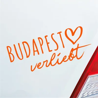 Produktbild von Auto Aufkleber Budapest verliebt Herz Stadt Heimat Liebe Car 19x8 cm Orange Sticker Heckscheibenaufkleber