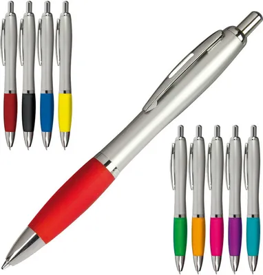 Produktbild von 10 Kugelschreiber / mit satiniertem Gehäuse / 10 verschiedene Farben