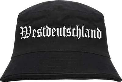 Produktbild von Westdeutschland Fischerhut - Altdeutsch - bedruckt - Bucket Hat Anglerhut Hut L/XL Schwarz
