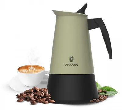 Produktbild von Cecotec Piccolina 600, Mokka-Kanne, 0,3 l, Grün, Edelstahl, 6 Tassen, Gemahlener Kaffee