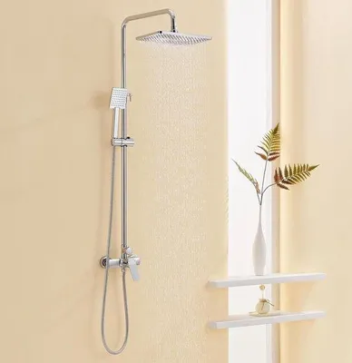 Immagine prodotto di Rubinetto per doccia a pioggia regolabile 90-124 cm, cromato, 29x19 cm