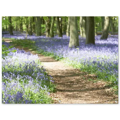 Produktbild von MuchoWow® – Außenplakat – Dekoration für den Garten, Sichtschutz – Gartenbilder für den Garten – Wald – Straße – Blumen – Lila – Grün – Natur – 90x120x0,2 cm