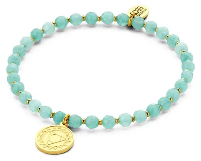 Produktbild von CO88 Collection Chakra 8CB-90217 Stretcharmband mit Stahlelementen – Halschakra – Naturstein Jade 4 mm – Einheitsgröße – Hellblau