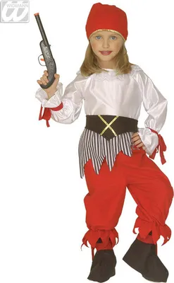Produktbild von Piratenmädchen Kinderkostüm weiss-rot-schwarz