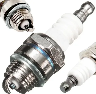 Three spark plugs are shown against a white background.