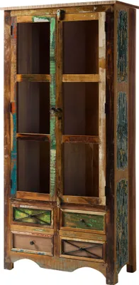Immagine prodotto di MASSIVMOEBEL24 | NATURE OF SPIRIT #138 Vetrina in legno riciclato - laccato / multicolore 90x40x190