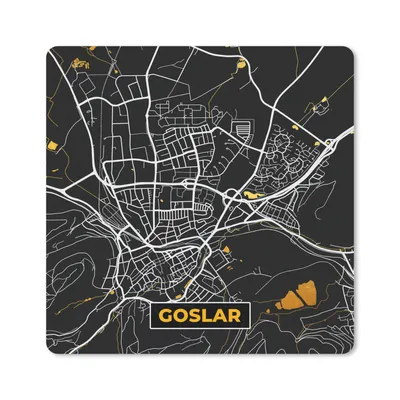 Produktbild von MuchoWow® Mauspad Mousepad Schwarz und Gold - Stadtplan - Goslar - Deutschland - Karte 20x20 cm - Mousepads - Maus Mat - Pad - Mausunterlage - Desk Mat - Bureauartikeln